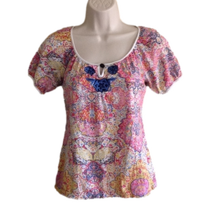 FREE PEOPLE Vintage Soft Pima Cotton Floral Tee! Size XS